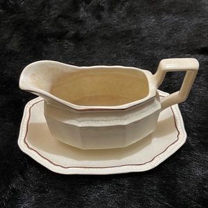 Vintage Kensington Gravy Pitcher Tray Set Creamer Ironstone England Handcrafted